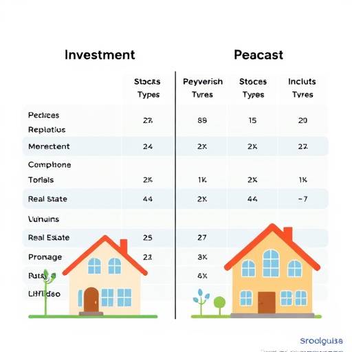 Imagen comparativa de diferentes tipos de inversiones: acciones, bonos, bienes ra칤ces, etc.