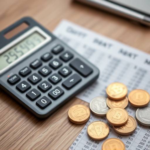 Una calculadora y monedas sobre una mesa, simbolizando la gesti&radic;&ge;n de deudas