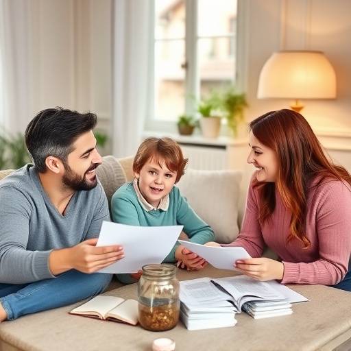 Una familia planificando sus finanzas en casa